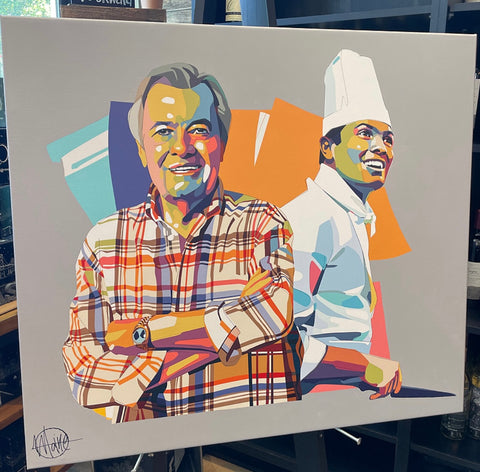 Jacques Pépin Rare Original 30' x 40' Canvas Painting by Artist Jermaine Dante' Burse