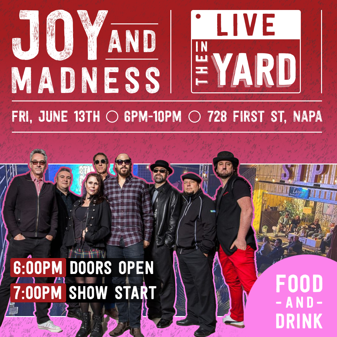 FREE TICKET LIVE IN THE YARD: Joy & Madness - 6/13 SOLD OUT, STUDIO VIEWING DECK OFFER ON SITE